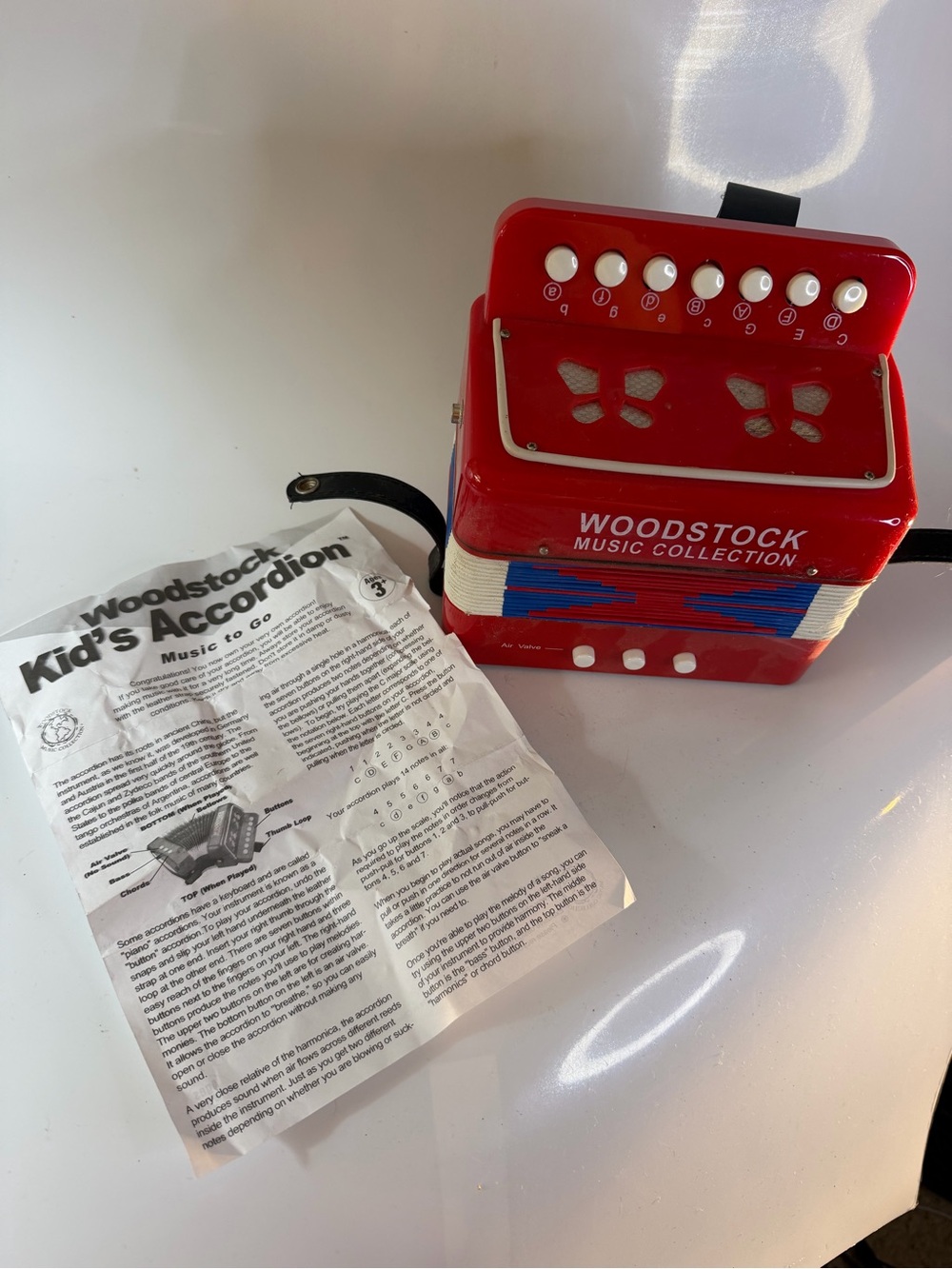 Woodstock Music Collection Kid’s Accordion Toy original songbook/instructions